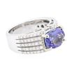 Image 2 : 14KT White Gold 2.75 ctw Tanzanite and Diamond Ring