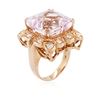 Image 3 : 14KT Rose Gold GIA Certified 25.19 ctw Kunzite and Diamond Ring