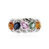 Image 1 : 10KT White Gold 1.85 ctw Multicolor Sapphire and Diamond Ring