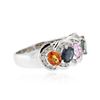 Image 2 : 10KT White Gold 1.85 ctw Multicolor Sapphire and Diamond Ring