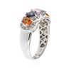 Image 3 : 10KT White Gold 1.85 ctw Multicolor Sapphire and Diamond Ring