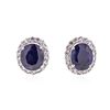 Image 1 : PLATED SILVER 18.17 ctw Blue and White Sapphire Earrings