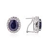 Image 2 : PLATED SILVER 18.17 ctw Blue and White Sapphire Earrings