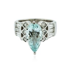 Platinum 2.07 ctw Aquamarine and Diamond Ring