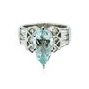 Image 1 : Platinum 2.07 ctw Aquamarine and Diamond Ring
