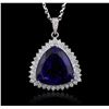 Image 2 : 14KT White Gold GIA Certified 29.44 ctw Tanzanite and Diamond Pendant With Chain