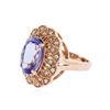 Image 2 : 14KT Rose Gold 5.34 ctw Tanzanite and Diamond Ring