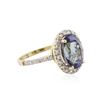 Image 2 : 14KT Yellow Gold 5.86 ctw Tanzanite and Diamond Ring