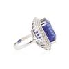 Image 3 : 14KT White Gold GIA Certified 29.75 ctw Tanzanite and Diamond Ring