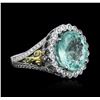 Image 2 : 18KT Two-Tone Gold 8.77 ctw Tourmaline and Diamond Ring