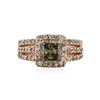 Image 1 : 14KT Rose Gold 2.19 ctw Fancy Green Diamond Ring