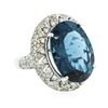 Image 2 : 14KT White Gold 25.13 ctw Topaz and Diamond Ring