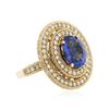Image 2 : 14KT Yellow Gold 3.40 ctw Tanzanite and Diamond Ring