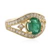 Image 2 : 14KT Yellow Gold 1.58 ctw Emerald and Diamond Ring