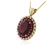 Image 2 : 14KT Yellow Gold 11.30 ctw Ruby and Diamond Pendant With Chain