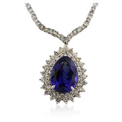 18KT White Gold 33.91 ctw GIA Certified Tanzanite and Diamond Necklace