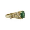 Image 2 : 14KT Yellow Gold 1.19 ctw Emerald and Diamond Ring