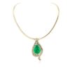 Image 1 : 14KT-18KT Yellow Gold GIA Certified 40.62 ctw Emerald & Diamond Pendant W/ Chain