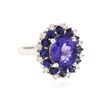 Image 2 : 14KT White Gold 3.54 ctw Tanzanite, Sapphire and Diamond Ring