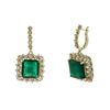Image 2 : 14KT Yellow Gold 14.74 ctw Emerald and Diamond Earrings