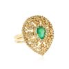 Image 2 : 14KT Yellow Gold 0.94 ctw Emerald and Diamond Ring