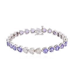 14KT White Gold 9.20 ctw Tanzanite and Diamond Bracelet