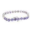 Image 2 : 14KT White Gold 9.20 ctw Tanzanite and Diamond Bracelet