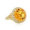 Image 2 : 14KT Yellow Gold 7.67 ctw Quartz and Diamond Ring