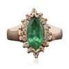 Image 1 : 14KT Rose Gold 1.59 ctw Emerald and Diamond Ring