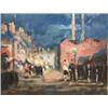 Image 1 : William Mason (b.1906) EVENING IN THE BUSY STREET AT SUNSET, BELFAST signed lower left; ins...