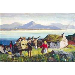 Anne Tallentire (b.1949) CARTING TURF, CONNEMARA signed in monogram lower right oil on c...