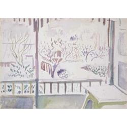 Father Jack P. Hanlon (1913-1968) THROUGH THE WINTER signed lower left watercolour on pa...