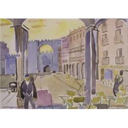 Father Jack P. Hanlon (1913-1968) CAFE FLORIDA, FRANCE signed lower right watercolour<br...