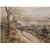Claude Hayes RI ROI (1852-1922) A RIDER LEADING A PACK OF HORSES DOWN A COUNTRY LANE signed...