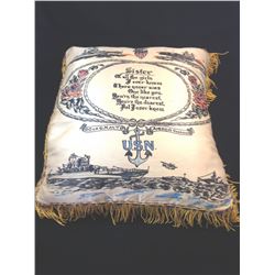 WW2 US Navy "Sweetheart Pillow Cover" (USN) 15" x 15"