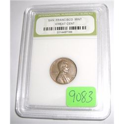1955-S *SAN FRANCISCO MINT* LINCOLN WHEAT PENNY *CERTIFIED BY INB-INTERNATIONAL NUMISMATIC BUREAU* N