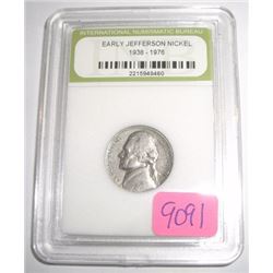1958 JEFFERSON NICKEL *CERTIFIED BY INB-INTERNATIONAL NUMISMATIC BUREAU* NICE EARLY NICKEL!! COIN CA