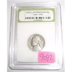 1953 JEFFERSON NICKEL *CERTIFIED BY INB-INTERNATIONAL NUMISMATIC BUREAU* NICE EARLY NICKEL!! COIN CA