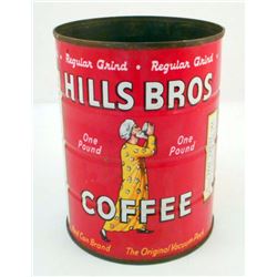 VINTAGE HILLS BROS ADVERTISING COFFEE CAN