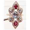 Image 1 : STERLING SILVER TOPAZ RHODOLITE GARNET RING - SIZE 6