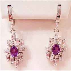 PAIR OF STERLING SILVER AMETHYST EARRINGS
