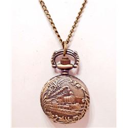 TRAIN POCKET WATCH W/ CHAIN