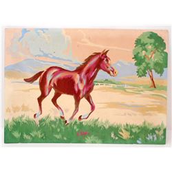 VINTAGE PAINT BY NUMBER RUNNING HORSE PAINTING 10" X 14"