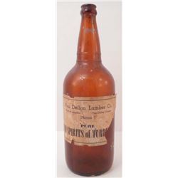 VINTAGE VAN DELLEN LUMBER CO ADVERTISING GUM SPIRITS GLASS BOTTLE