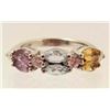 Image 1 : STERLING SILVER MULTI COLOR TOPAZ, AMETHYST & CITRINE RING - SIZE 6