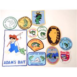 LOT OF 12 VINTAGE BASS FISHING PATCHS