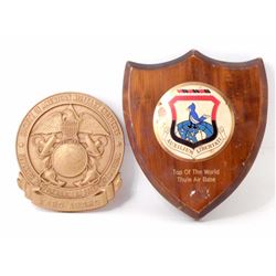 LOT OF 2 VINTAGE USA MILITARY AWARD PLAQUES