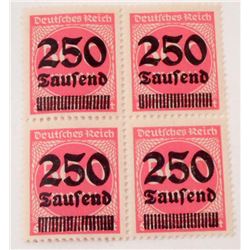 BLOCK OF 4 NAZI GERMAN STAMPS