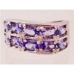 STERLING SILVER BLUE TANZANITE RING - SZ 6.75-