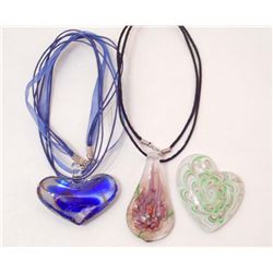 LOT OF 3 MURANO ART GLASS PENDANTS